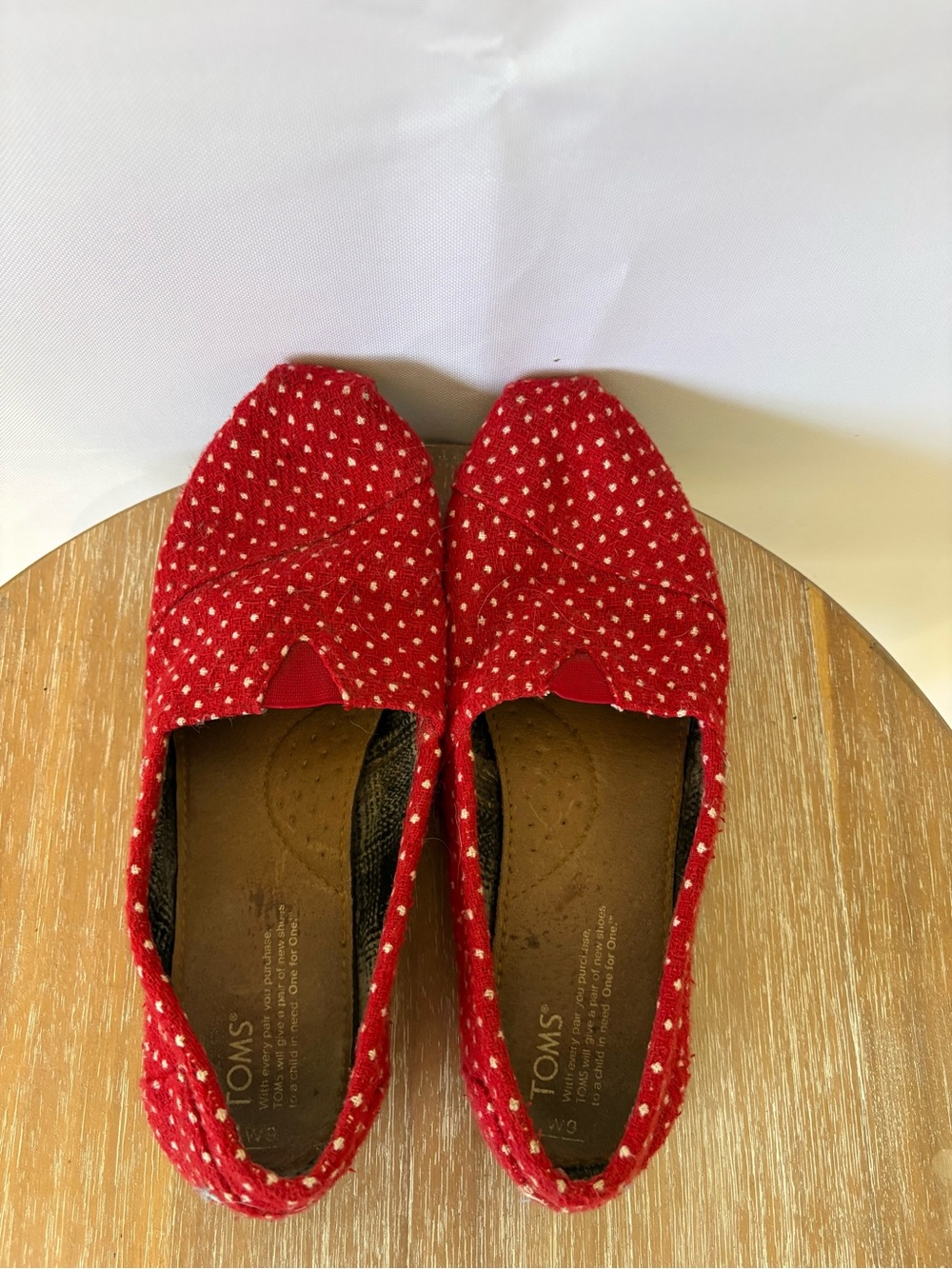 Toms Red Polka Dot Canvas Slip-On Flats